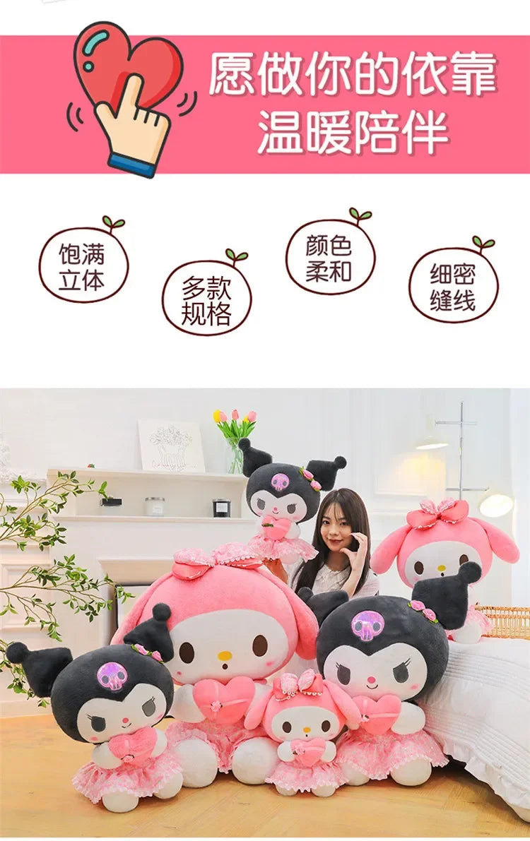 60cm Sanrio Kuromi Melody Hello Kitty Plush Toy Kawaii Cartoon Big Size KT Cat Plush Doll Soft Stuffed Pillow Kids Birthday Gift My Store