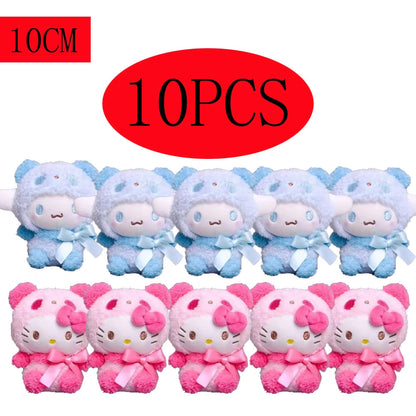 10pcs Sanrio Keychain Plush Anime Kuromi Doll Keyring Hello Kitty Plushie Cinnamoroll KeyChains Bag Pendant Toy Gift for Girls My Store
