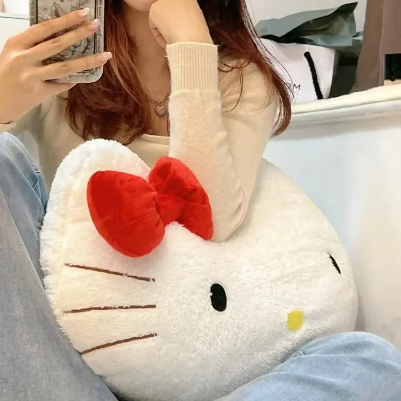 Sanrios Anime Hello Kitty Plush Toy Cute Cartoon Head Pillow Kawaii Sofa Bedside Cushion Car Cushion Nap Pillow Room Decoration My Store