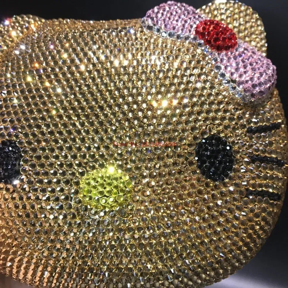 Hellokitty Anime Cartoon Shape Rhinestone Cartoon Full Of Diamonds Dinner Bag Handmade Diamond-Set Lady'S Clutch Christmas Gift My Store