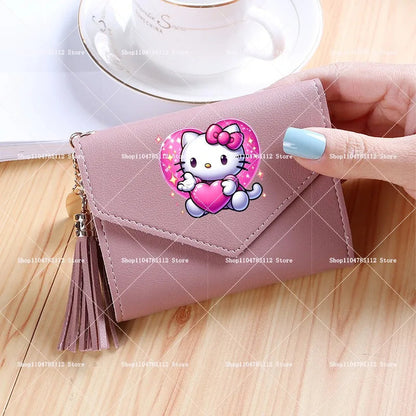 Hello Kitty Wallet PU Lychee Pattern Women Wallets Anime Cartoon New Clutch Money Pouch Trend Fashion Multifunctional Purse Gift My Store