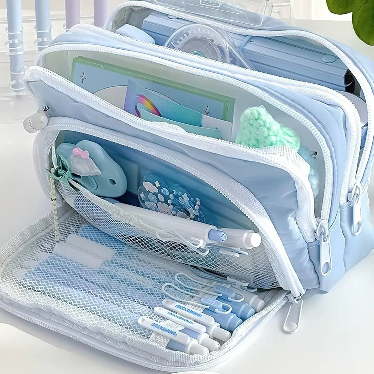 Cute Multi Layer Pencil Case Pouch, Large Capacity Pen Case Bag,Durable Stationery Storage Bag For Students, School&Office My Store