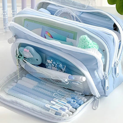 Cute Multi Layer Pencil Case Pouch, Large Capacity Pen Case Bag,Durable Stationery Storage Bag For Students, School&Office My Store