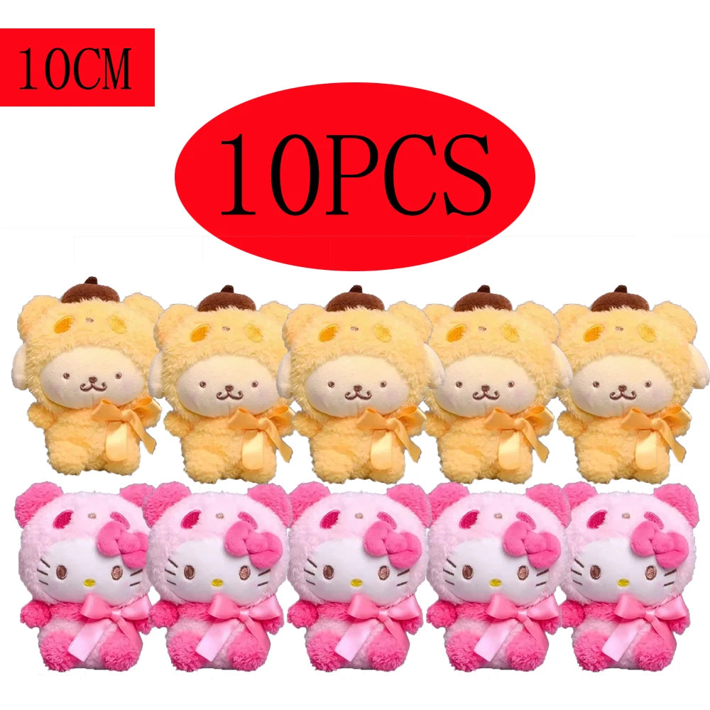 10pcs Sanrio Keychain Plush Anime Kuromi Doll Keyring Hello Kitty Plushie Cinnamoroll KeyChains Bag Pendant Toy Gift for Girls My Store