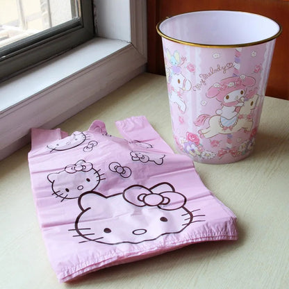 Cute Cartoon Kawaii Hello Kitty Cat Pattern Portable Bin Bag Vest Bag Plastic Bag Pink Tote Bag Storage Bag Household Waste Bag My Store