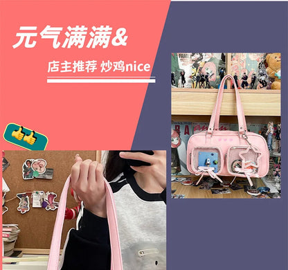 New Niche Design Women's Bow Harajuku Cute Ita Bag JK Uniform Ulzzang Shoulder Bag for Girls Y2K Cartoon Handle Bag My Store