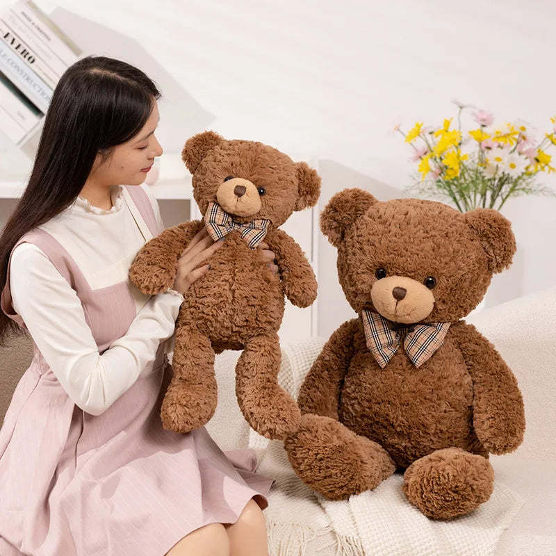 40-80cm Classic Teddy Bear Plush Dolls Cute Brown Bear Plushies with Bow Decor Lovely Birthday Gift Large Hug Pillow For Girl My Store