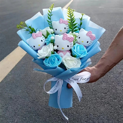 Hello Kitty Cartoon Plush Bouquet  Anime Rose Flowers Doll Home Wedding Decoration Christmas Valentine's Day Gift My Store