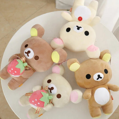 White Strawberry Rilakkuma Plush collection Teddy Bear Peluche Anime Bear Kuma Plushies Stuffed Doll Kawaii Room Decor Girl Gift My Store