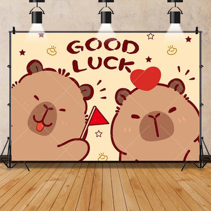 Cartoon cute capybara good luck photography background customizable children's first birthday decoration photo studiophoto props My Store