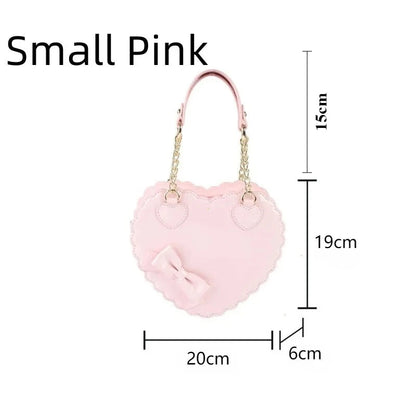 Japanese Lolita Handbag Bow-knot Cookie Heart-shaped Shoulder Bag Highquality Pu Zipper Wallet Brand Design Simple Crossbody Bag My Store