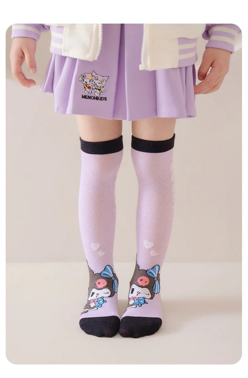 3 Pairs Spring and Summer Cartoon Anime Hello Kitty Pattern Girls Over knee Socks Cotton Comfortable and Soft Casual Girls Socks My Store