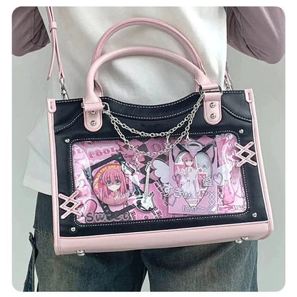 Y2K Cute Ita Bag Girl Transparent Messenger Bag Women's Fashion Shoulder Crossbody Bag Ladys DIY Display Tote Bag Lolita Handbag My Store