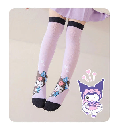 3 Pairs Spring and Summer Cartoon Anime Hello Kitty Pattern Girls Over knee Socks Cotton Comfortable and Soft Casual Girls Socks My Store