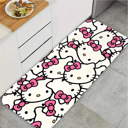 For Hello Kitty & Melody Cartoon Character Washable Flannel Rug - Non-Slip, Cute Pattern for Door Mat, Living Room, Bedroom, B My Store