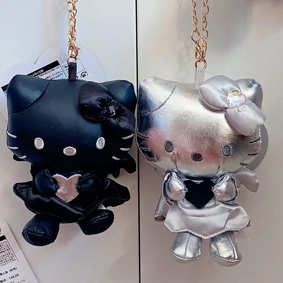 Sanrio Hello Kitty Collectible Black White Angel Devil Couple Plush Doll Set Soft Stuffed Toy Bag Pendant Gift for Girls My Store