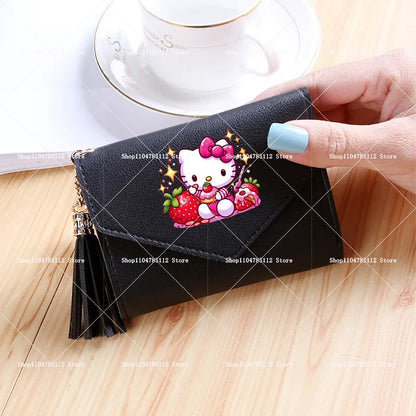 Hello Kitty Wallet PU Lychee Pattern Women Wallets Anime Cartoon New Clutch Money Pouch Trend Fashion Multifunctional Purse Gift My Store