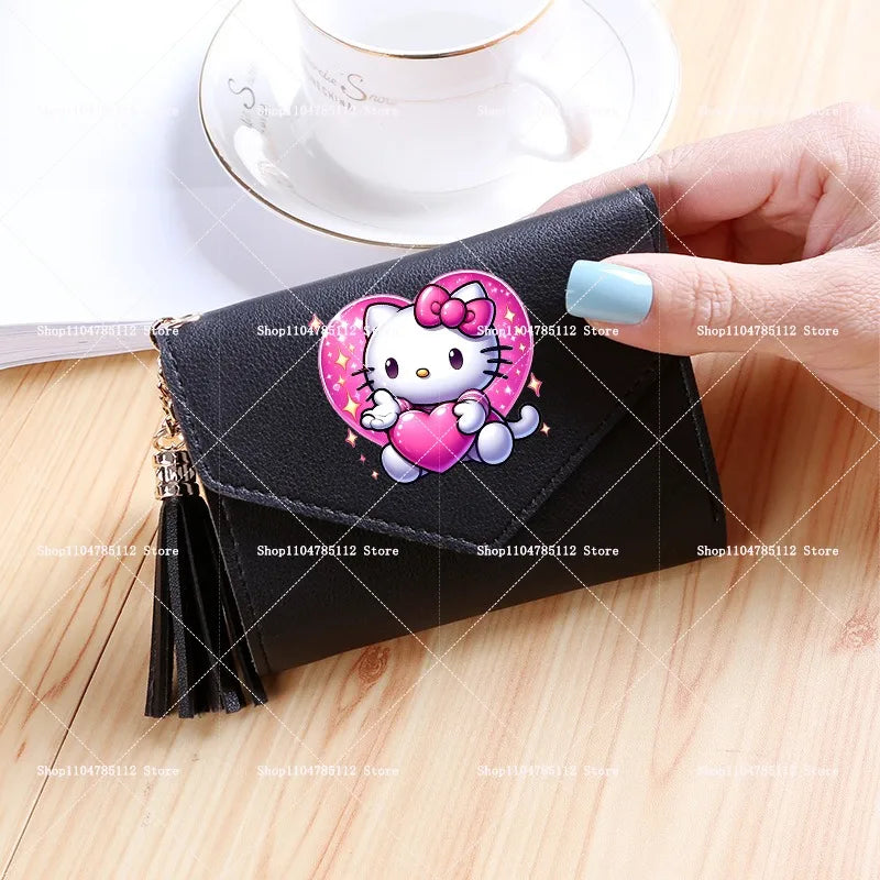 Hello Kitty Wallet PU Lychee Pattern Women Wallets Anime Cartoon New Clutch Money Pouch Trend Fashion Multifunctional Purse Gift My Store