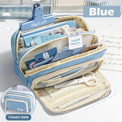 Cute Multi Layer Pencil Case Pouch, Large Capacity Pen Case Bag,Durable Stationery Storage Bag For Students, School&Office My Store