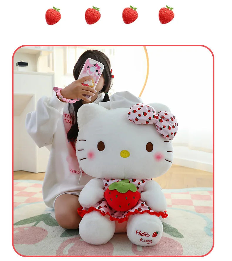 New Hello Kitty Plush Toy Large Strawberry Cat Stuffed Animal Cute Kids Birthday Xmas Gift for Children Soft Doll Wholesale My Store