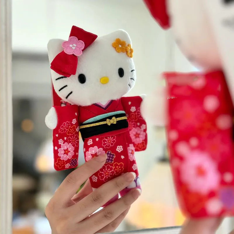 Cute Hello Kitty Plush Keychain KT Cat Kimono Style Stuffed Toys Kawaii Backpack Doll Pendant Dopamine Plushie Girl Perfect Gift My Store