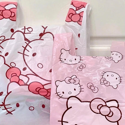 Cute Cartoon Kawaii Hello Kitty Cat Pattern Portable Bin Bag Vest Bag Plastic Bag Pink Tote Bag Storage Bag Household Waste Bag My Store