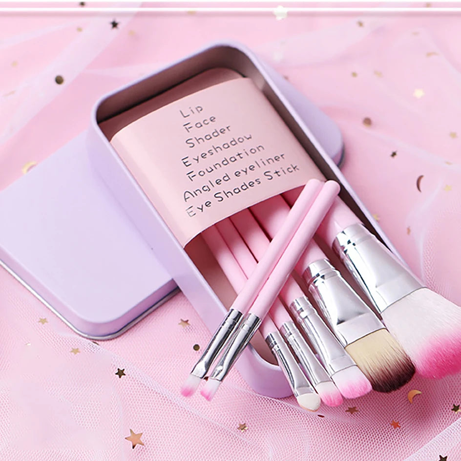Hello Kitty 7Pcs Makeup Brush Set Kawaii Y2K Multifunctional Cosmetics Tool With Storage Case Cute Gift For Women Girls My Store