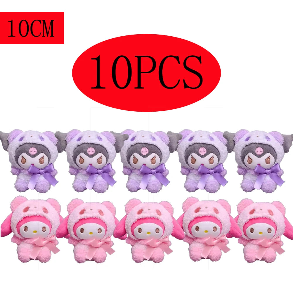 10pcs Sanrio Keychain Plush Anime Kuromi Doll Keyring Hello Kitty Plushie Cinnamoroll KeyChains Bag Pendant Toy Gift for Girls My Store