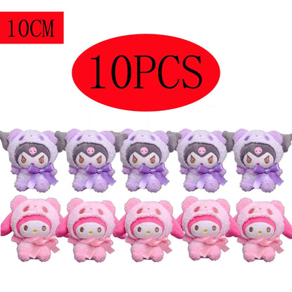10pcs Sanrio Keychain Plush Anime Kuromi Doll Keyring Hello Kitty Plushie Cinnamoroll KeyChains Bag Pendant Toy Gift for Girls My Store