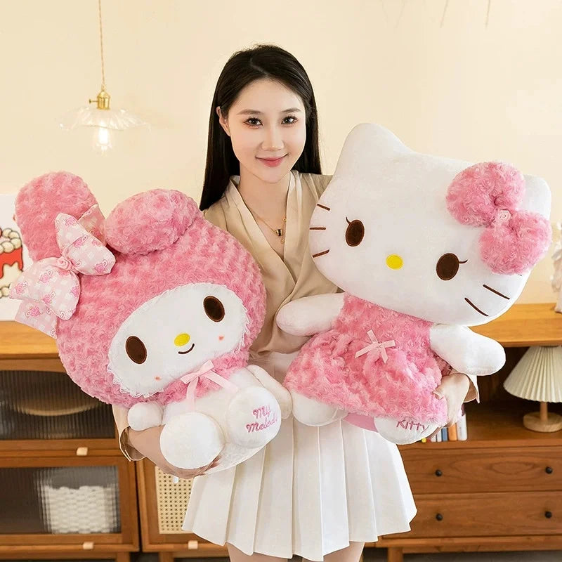 60CM Anime Sanrio Hello Kitty My Melody Rose Series Cartoon Plush Doll PP Cotton Filled Pillow Kawaii Sofa Ornament Holiday Gift My Store