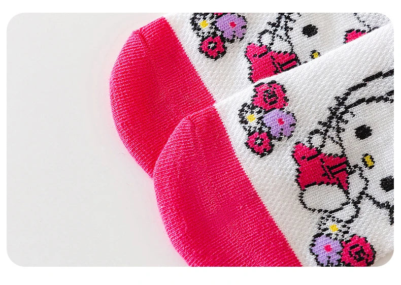 3 Pairs Spring and Summer Cartoon Anime Hello Kitty Pattern Girls Over knee Socks Cotton Comfortable and Soft Casual Girls Socks My Store