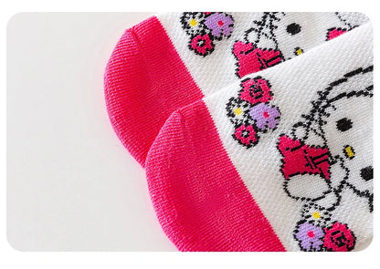 3 Pairs Spring and Summer Cartoon Anime Hello Kitty Pattern Girls Over knee Socks Cotton Comfortable and Soft Casual Girls Socks My Store