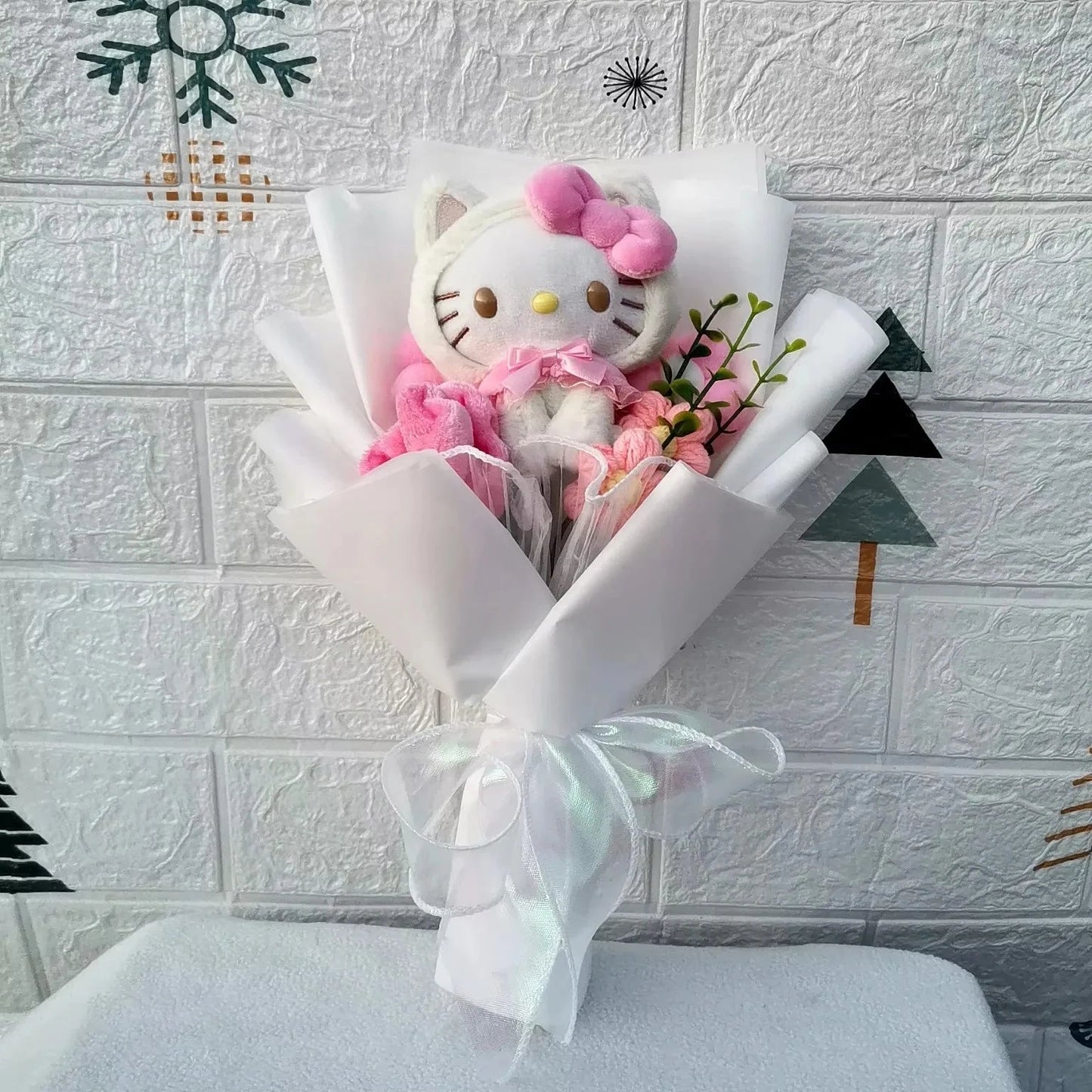Hello Kitty Cartoon Plush Bouquet  Anime Rose Flowers Doll Home Wedding Decoration Christmas Valentine's Day Gift My Store