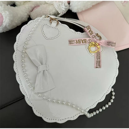 Japanese Lolita Handbag Bow-knot Cookie Heart-shaped Shoulder Bag Highquality Pu Zipper Wallet Brand Design Simple Crossbody Bag My Store