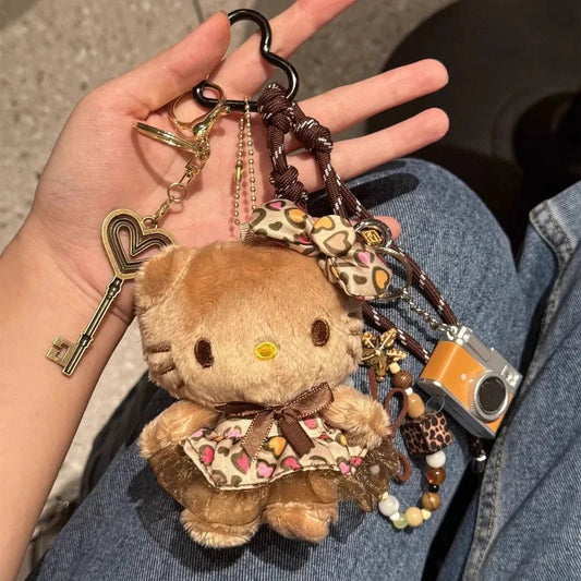 Cartoon Hello Kitty Leopard Print Series Plush Doll Pendant PP Cotton Stuffed Doll Kawaii Keychain Cute Accessories Holiday Gift My Store