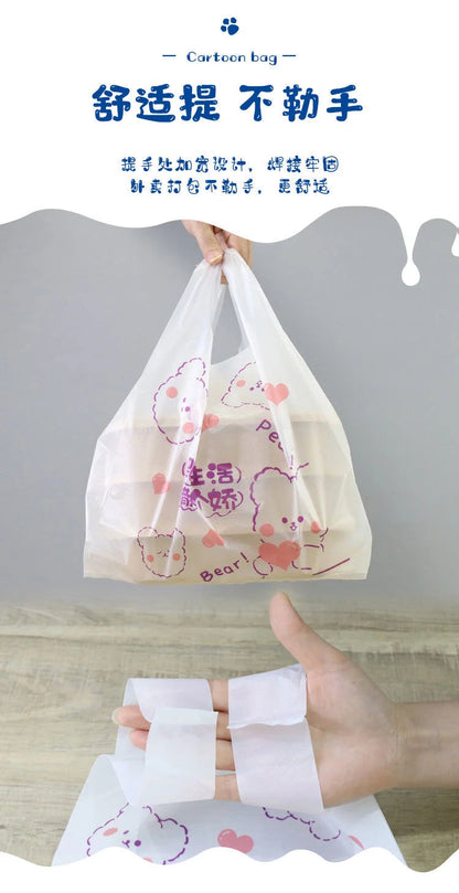 100Pcs Anime Hello Kitty Cinnamoroll Doggie Bag Cute Cartoon Printing Portable Plastic Storage Tote Bag For Girls My Store