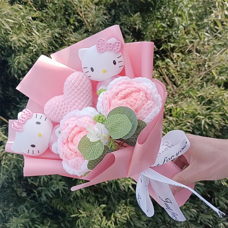 Hello Kitty Cartoon Plush Bouquet  Anime Rose Flowers Doll Home Wedding Decoration Christmas Valentine's Day Gift My Store