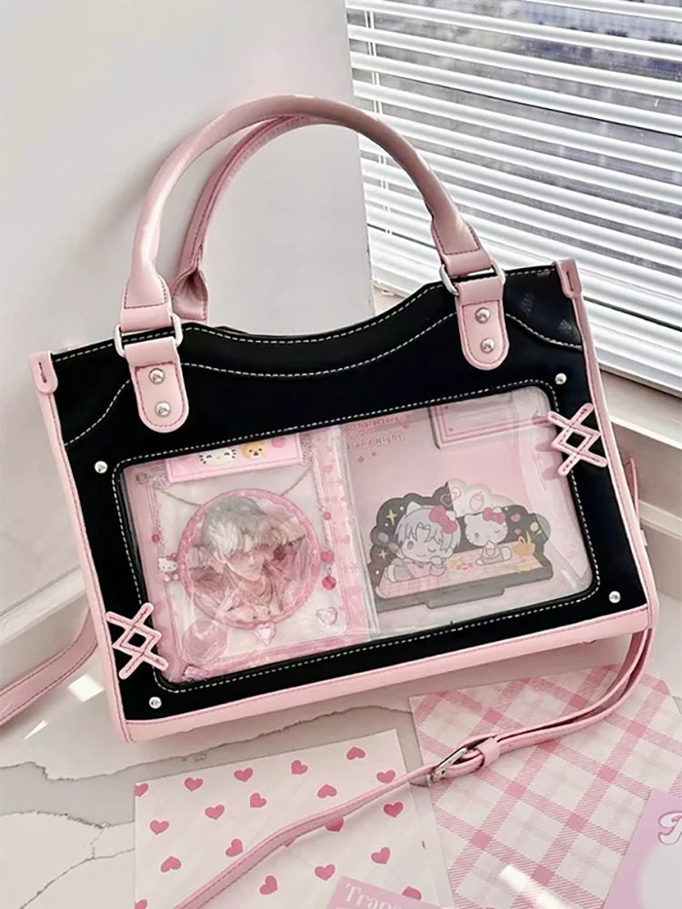 Y2K Cute Ita Bag Girl Transparent Messenger Bag Women's Fashion Shoulder Crossbody Bag Ladys DIY Display Tote Bag Lolita Handbag My Store