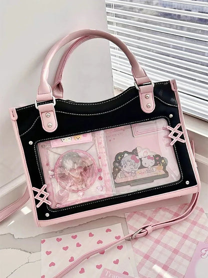 Y2K Cute Ita Bag Girl Transparent Messenger Bag Women's Fashion Shoulder Crossbody Bag Ladys DIY Display Tote Bag Lolita Handbag My Store