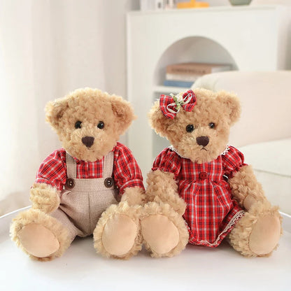 2pcs/lot 26cm Lovely Couple Teddy Bear Peluche Toys Kawaii Dress Bear Dolls Stuffed Soft Toy for Girls Baby Girlfriend Gifts My Store