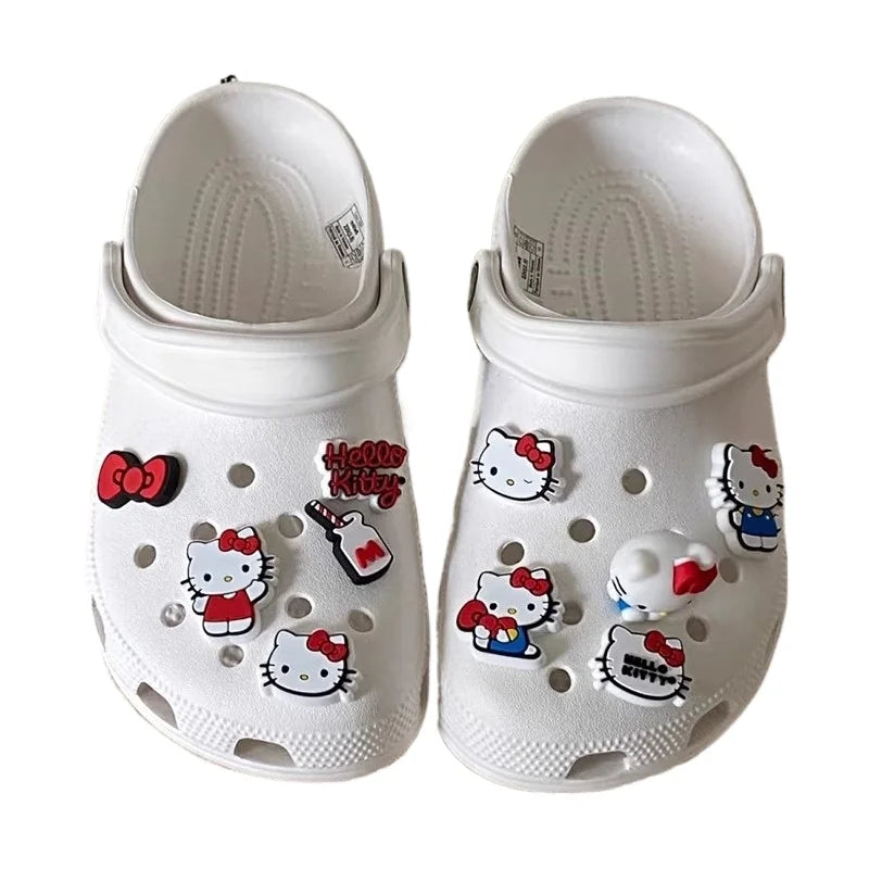 10pcs/Set Hello Kitty Bowknot DIY Sandal Charms Sweet Cute Cartoon PVC Garden Shoes Buckle Accessories Party Gifts My Store