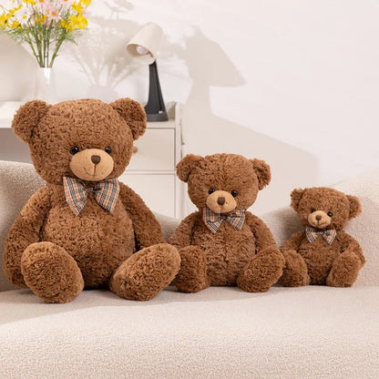 40-80cm Classic Teddy Bear Plush Dolls Cute Brown Bear Plushies with Bow Decor Lovely Birthday Gift Large Hug Pillow For Girl My Store