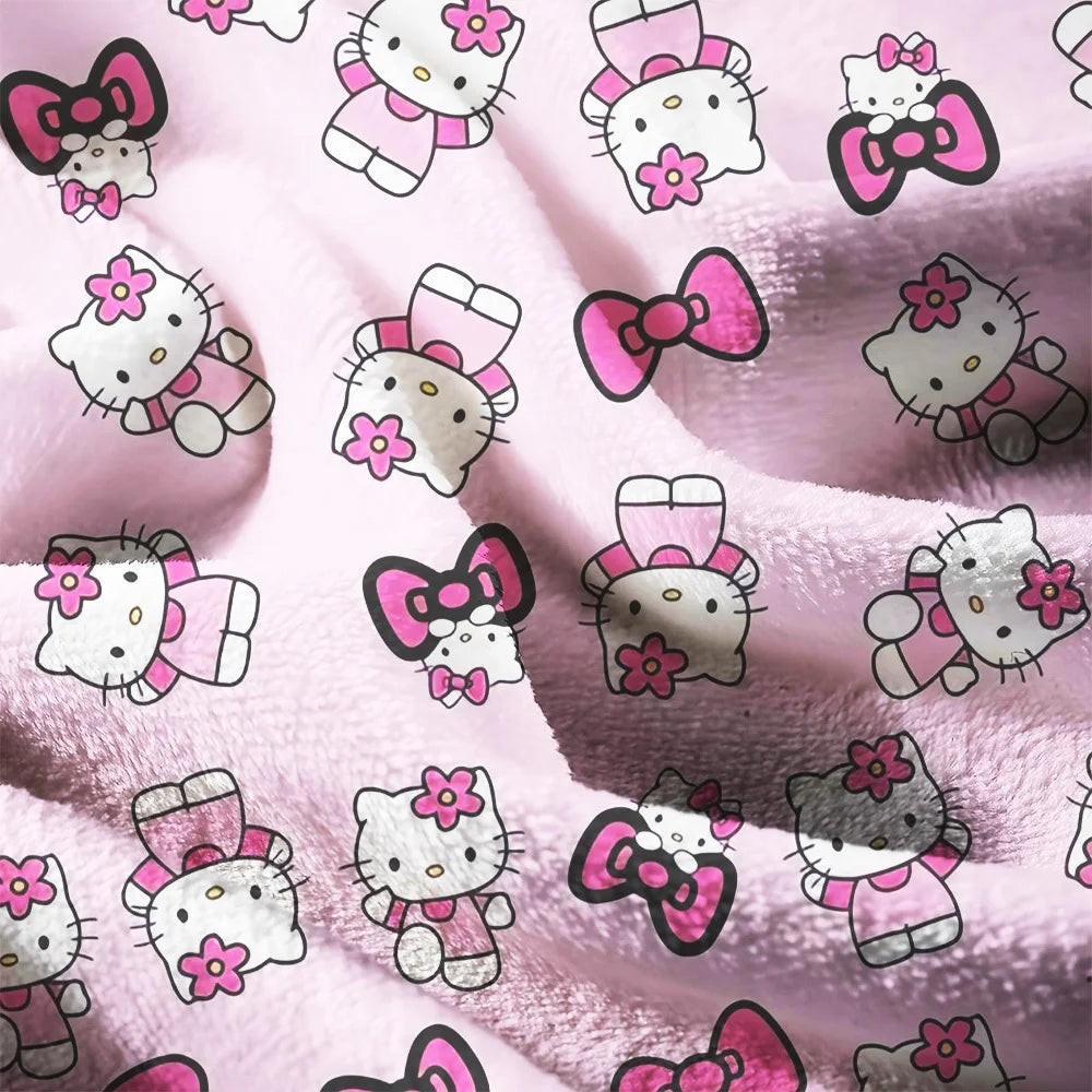 1pc Sanrio Hello Kitty Flannel Blanket - 2D Print, Soft Throw for Bedroom Living Room Camping, Perfect Festival Birthday Gift My Store
