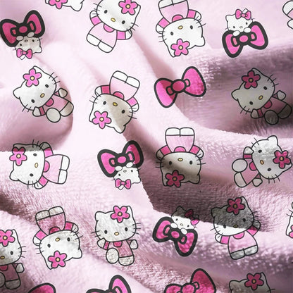 1pc Sanrio Hello Kitty Flannel Blanket - 2D Print, Soft Throw for Bedroom Living Room Camping, Perfect Festival Birthday Gift My Store
