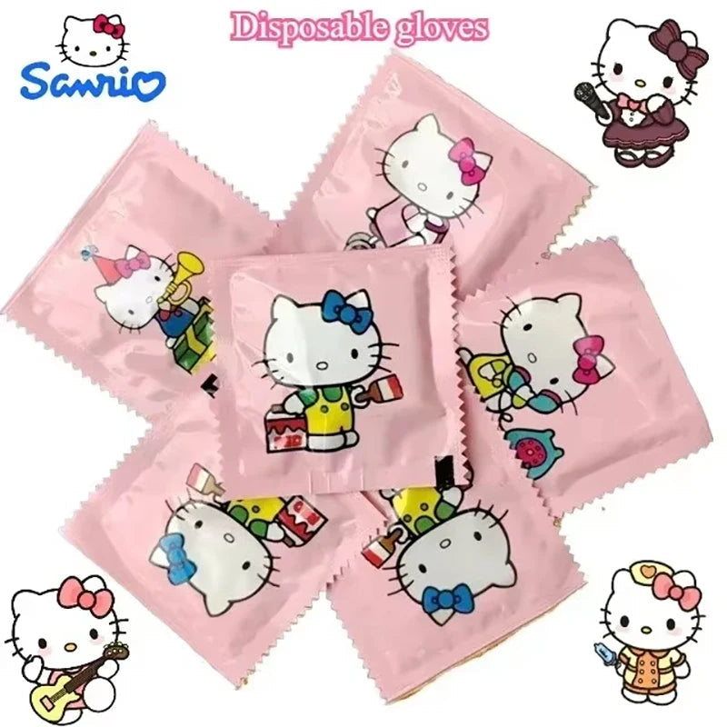 50 pairs Sanrio Hello Kitty Kawaii Thickened Portable Disposable Gloves Cartoon Pattern Independent Packaging Wholesale My Store