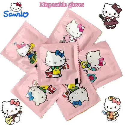 50 pairs Sanrio Hello Kitty Kawaii Thickened Portable Disposable Gloves Cartoon Pattern Independent Packaging Wholesale My Store