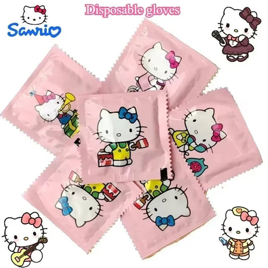 50 pairs Sanrio Hello Kitty Kawaii Thickened Portable Disposable Gloves Cartoon Pattern Independent Packaging Wholesale My Store