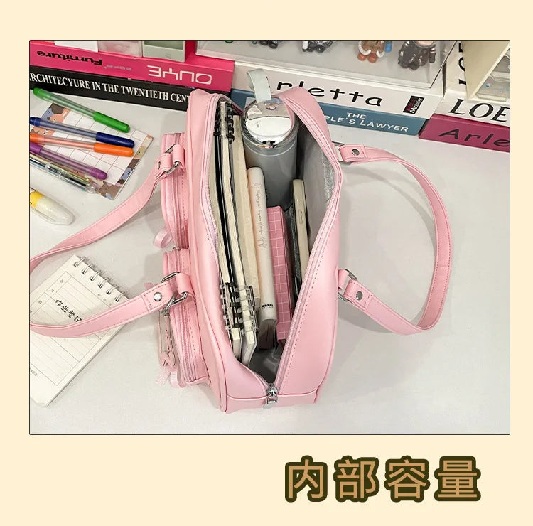 New Niche Design Women's Bow Harajuku Cute Ita Bag JK Uniform Ulzzang Shoulder Bag for Girls Y2K Cartoon Handle Bag My Store