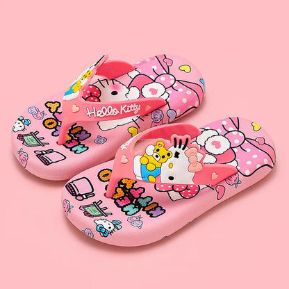 Hellokittys Sanrios Slippers Girl Summer Fashion Kawaii Cartoon Wearing Outside Fashion Cartoon Flip Flops Leisure Anime Figure My Store