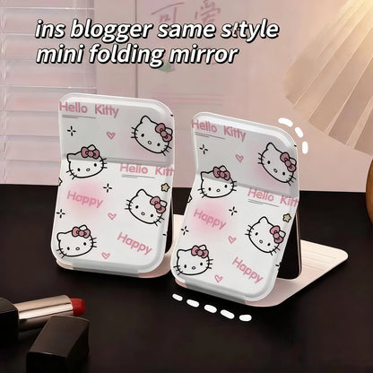Carry-on portable cartoon Hello Kitty makeup mirror mini folding mirror good-looking cute mirror small mirror kawaii My Store